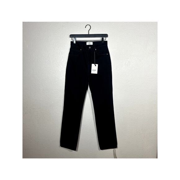 Reformation Mid Rise Relaxed Straight Black Jean Rigid Denim 25 Camille Rowe - Picture 1 of 8